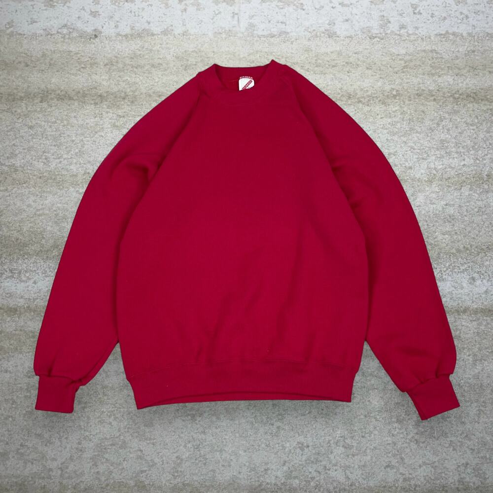 Vintage 90s Jerzees Sweatshirt Mens L Wine Red Blank Cotton Crewneck Made in USA